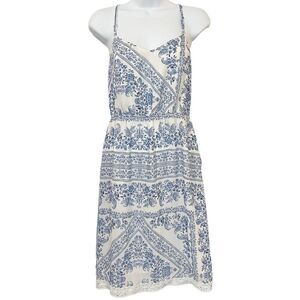 Lamer Women’s Blue White Paisley Mini Dress Medium